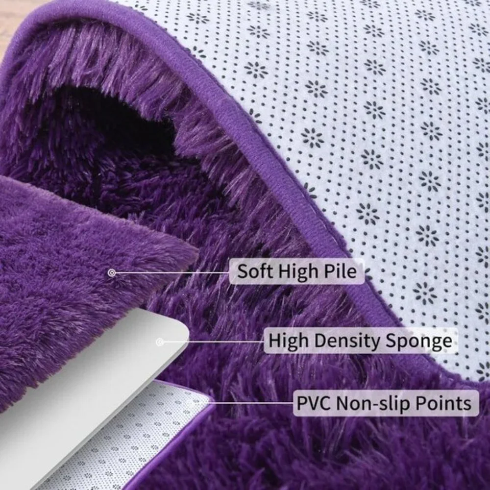 New 8x10 Purple Shag Rug, Ultra Soft Fluffy Non-Slip Carpet for Home, Room Decor